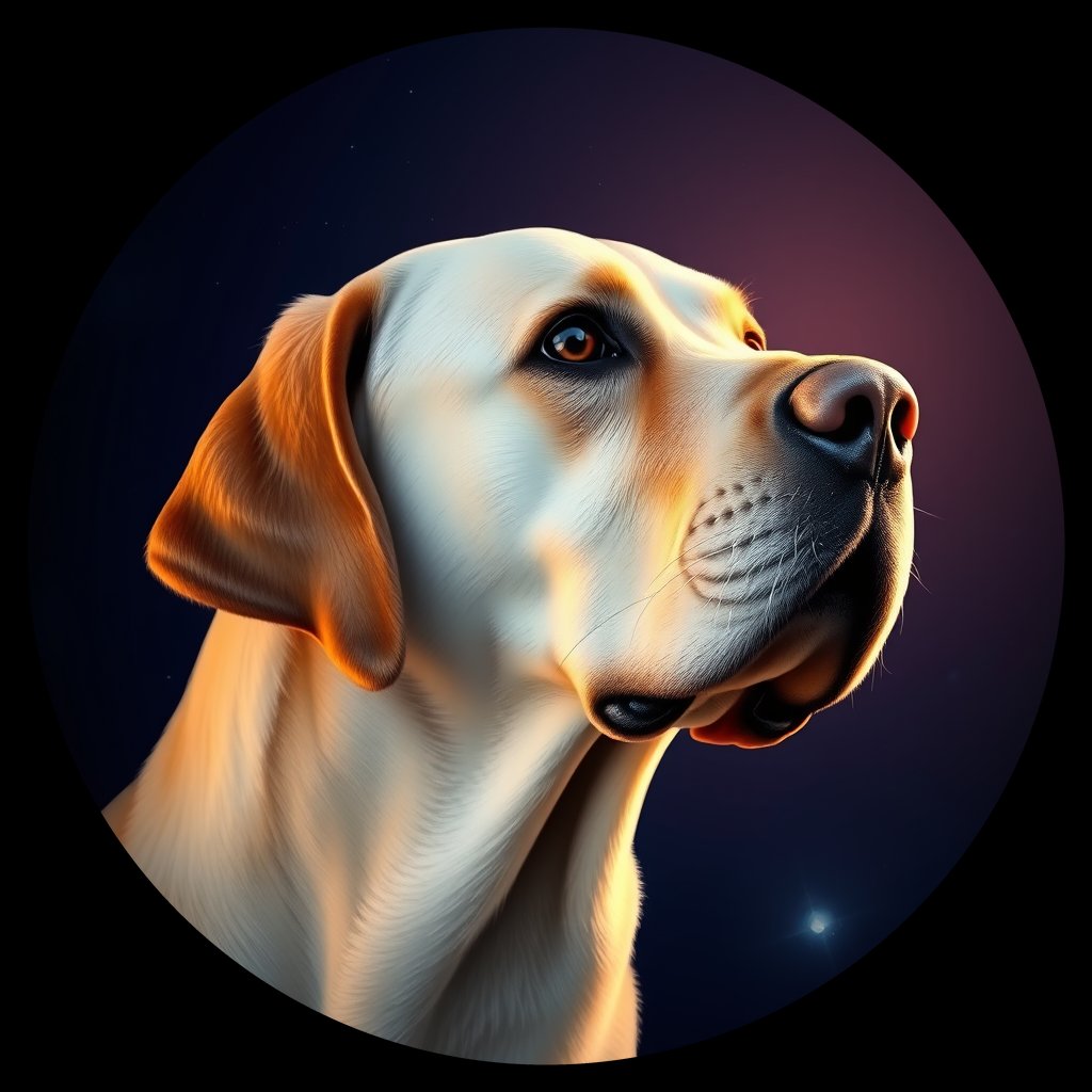 Cosmic medallion portrait of LAB_25174, a Labrador Retriever