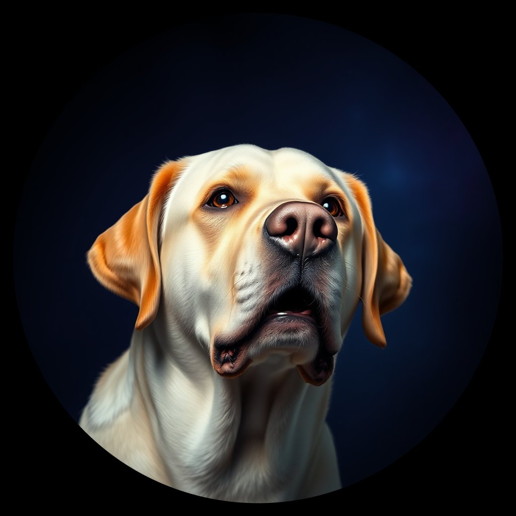 Cosmic medallion portrait of LAB_25672, a Labrador Retriever
