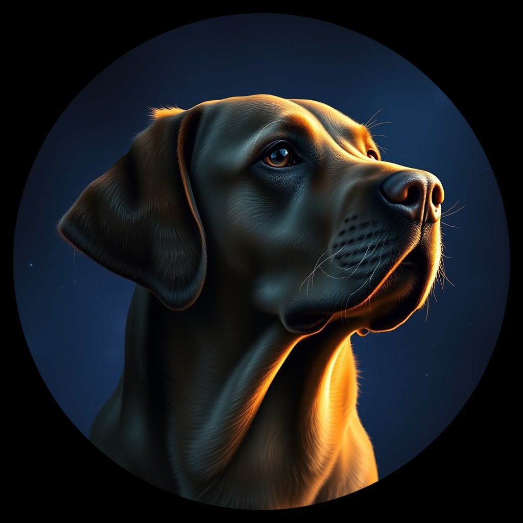 Cosmic medallion portrait of LAB_25673, a Labrador Retriever