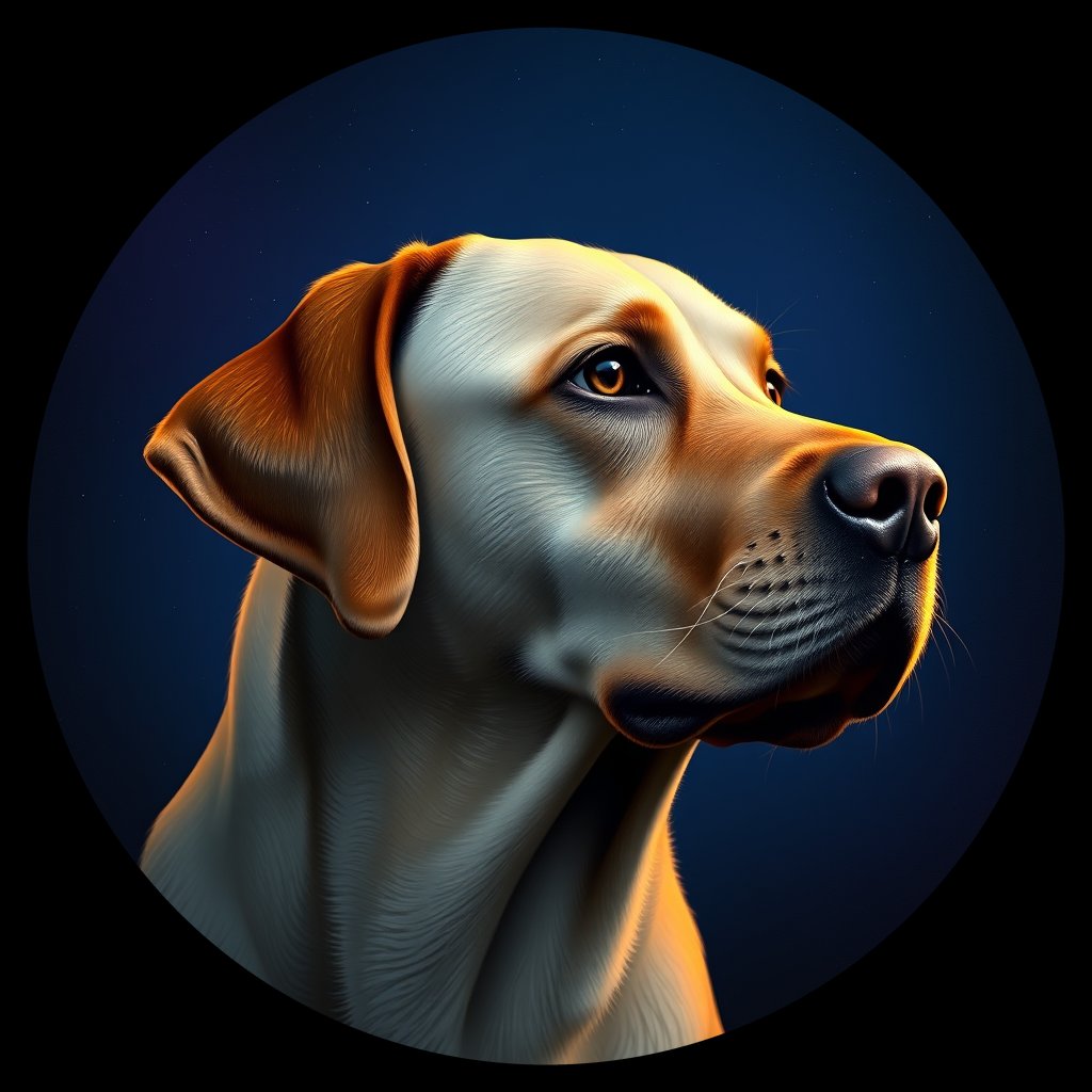 Cosmic medallion portrait of LAB_LAB_011949, a Labrador Retriever