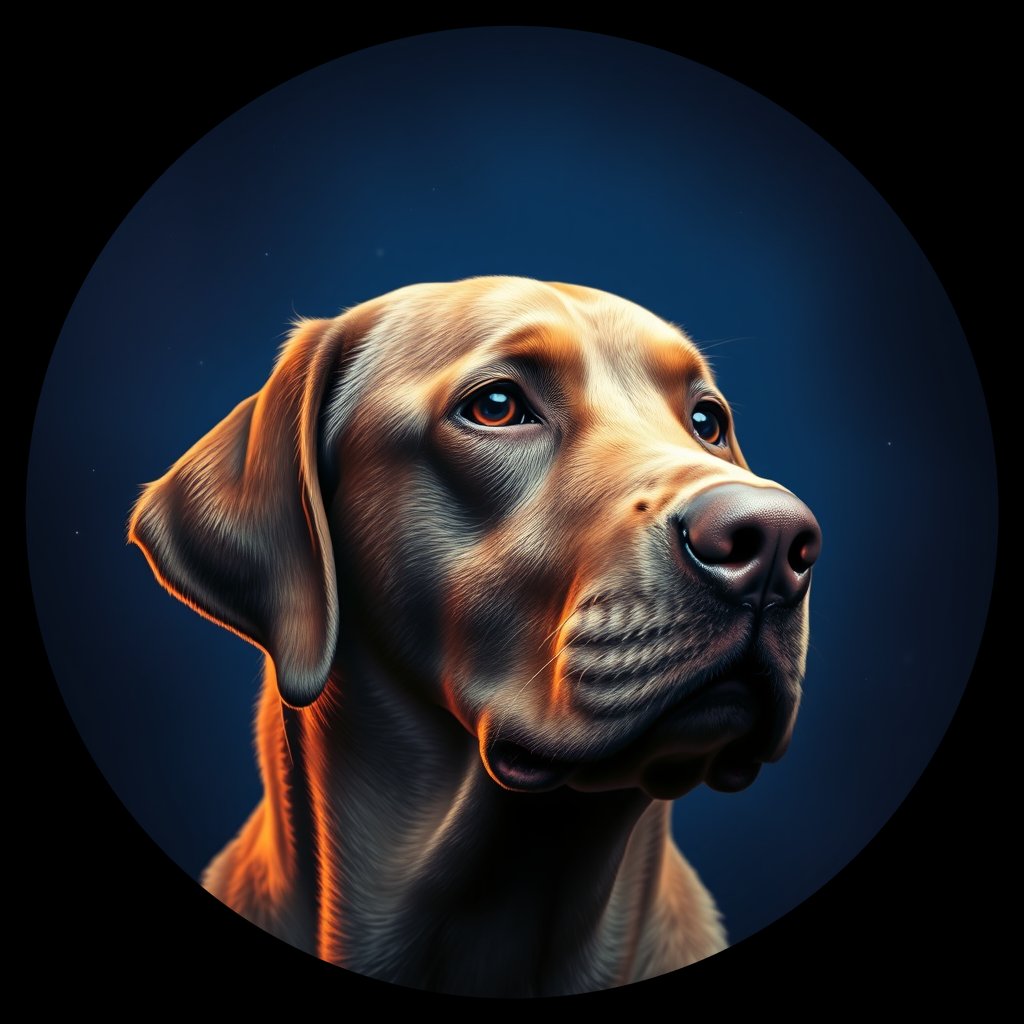 Cosmic medallion portrait of LAB_LAB_012019, a Labrador Retriever