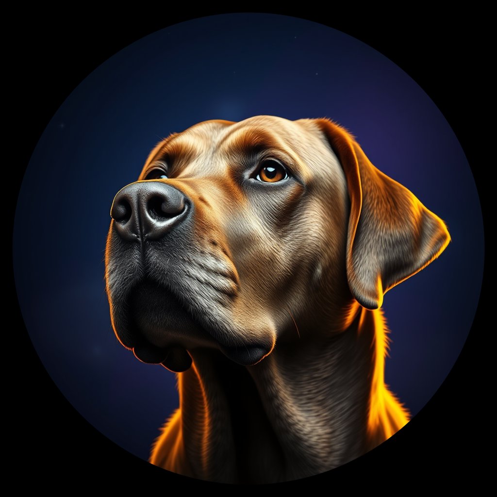 Cosmic medallion portrait of LAB_LAB_012997, a Labrador Retriever