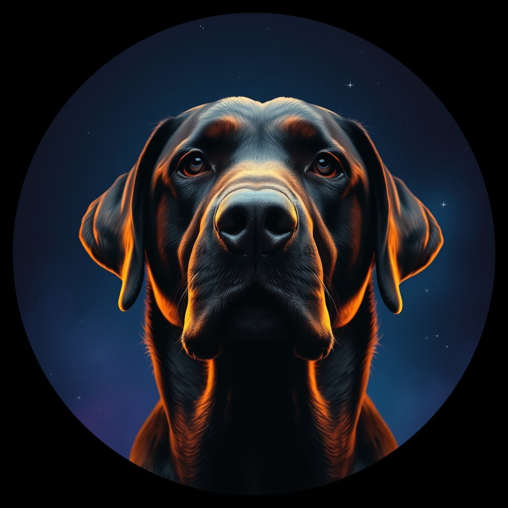 Cosmic medallion portrait of LAB_LAB_022113, a Labrador Retriever