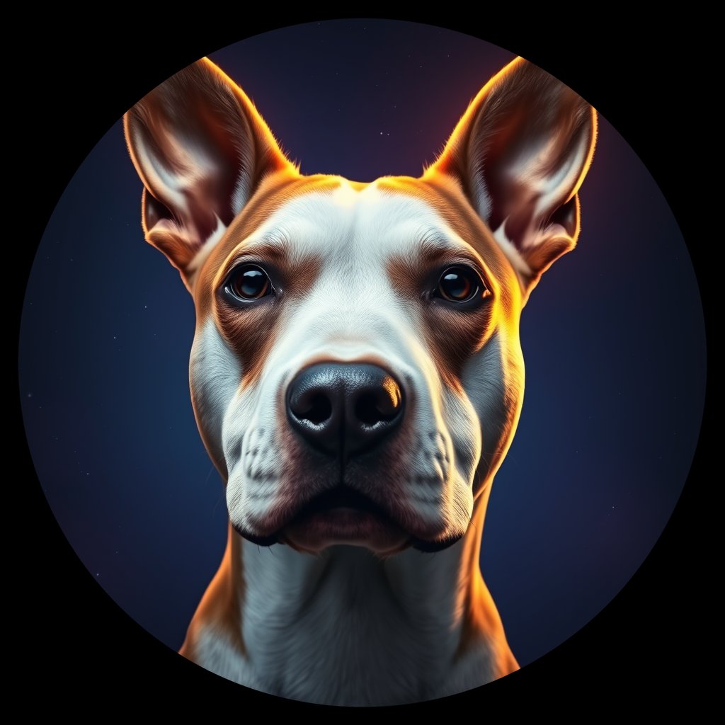 Cosmic medallion portrait of LAD002_LAD002, a Bull Terrier