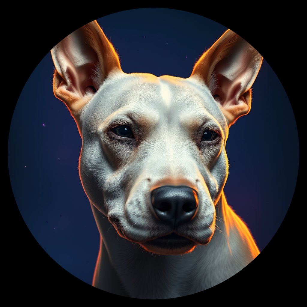 Cosmic medallion portrait of LAD003_LAD003, a Bull Terrier