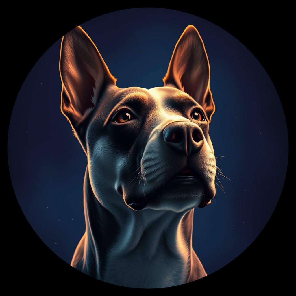 Cosmic medallion portrait of LAD0055_LAD0055, a Bull Terrier