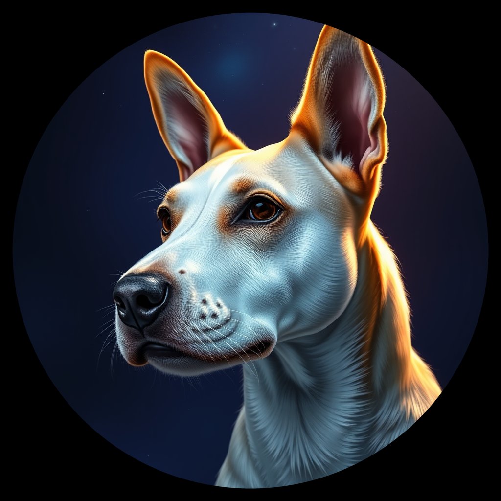Cosmic medallion portrait of LAD0080_LAD0080, a Bull Terrier