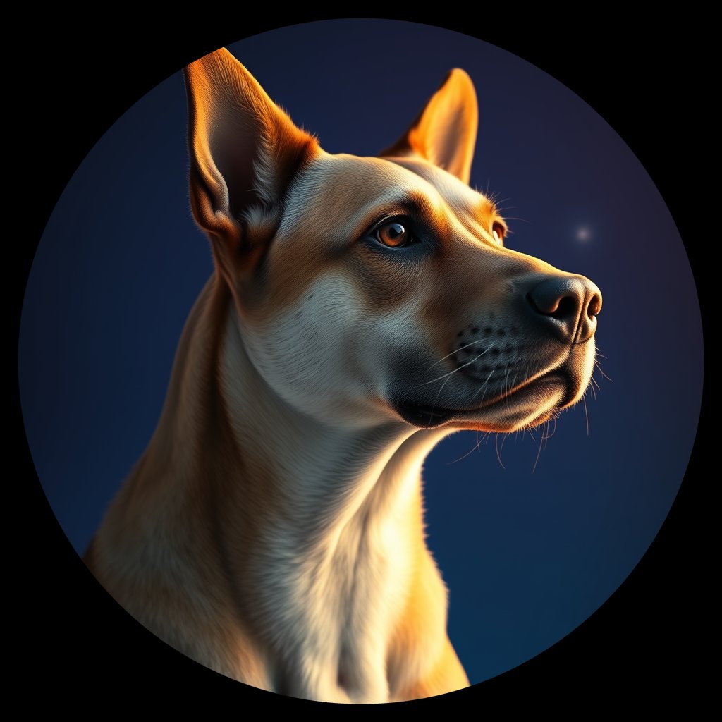 Cosmic medallion portrait of LB99_LB99, a Village Dog Lebanon Beruit