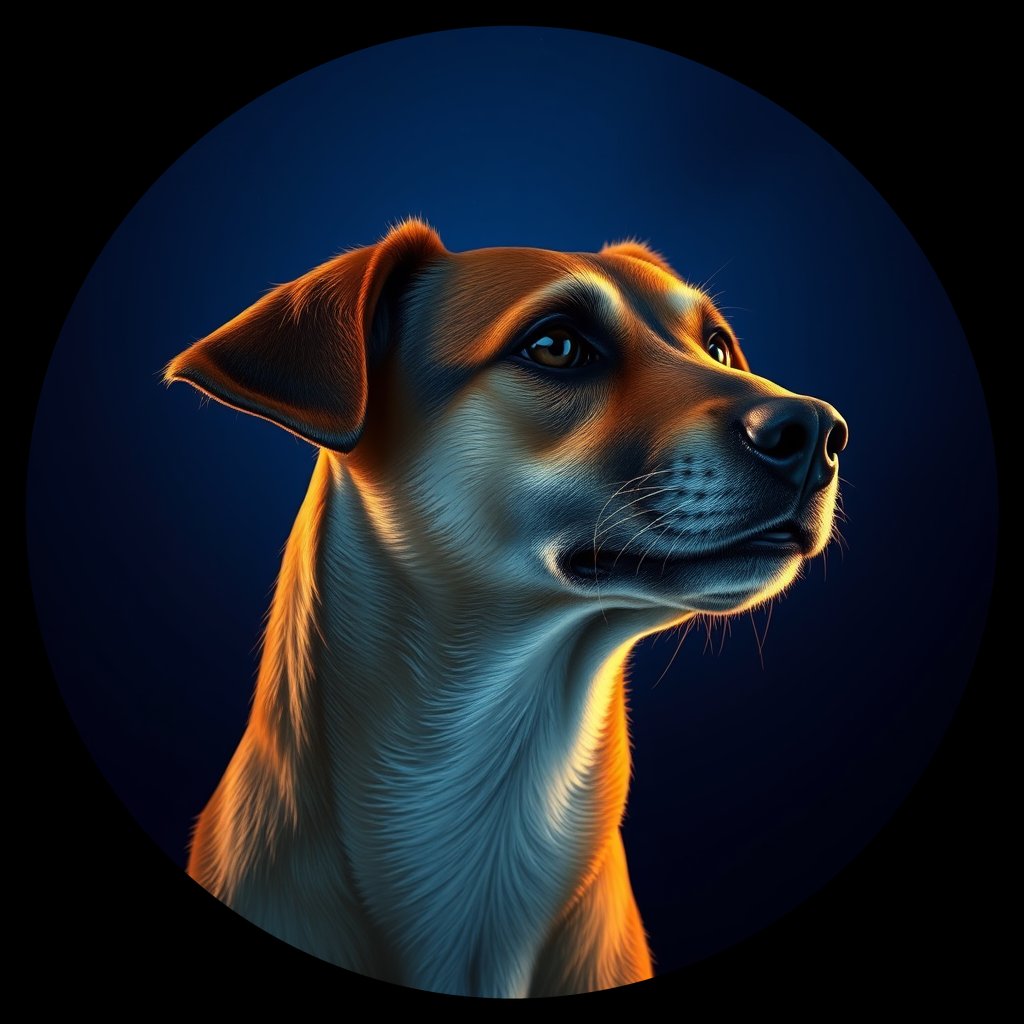 Cosmic medallion portrait of LE1_LE1, a Village Dog Lebanon Bekaa