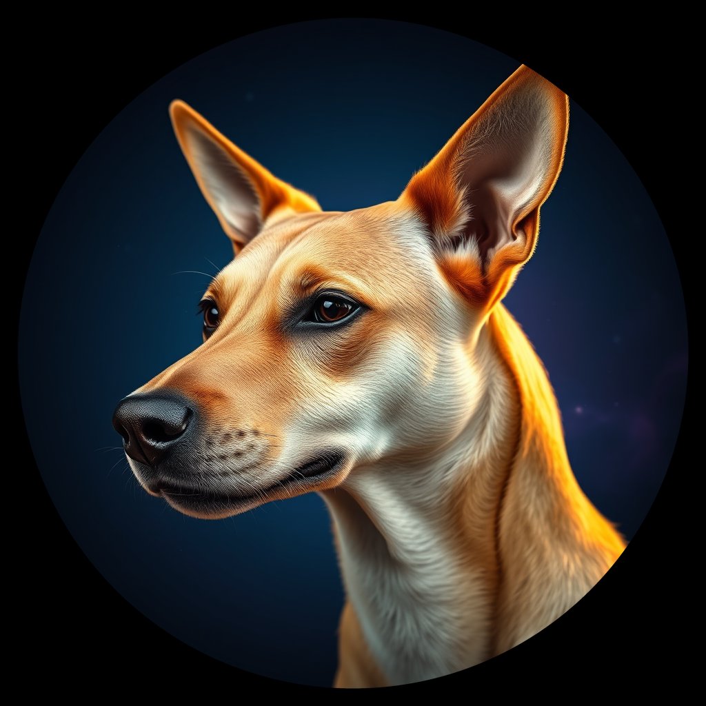 Cosmic medallion portrait of LE26_LE26, a Village Dog Lebanon Bekaa