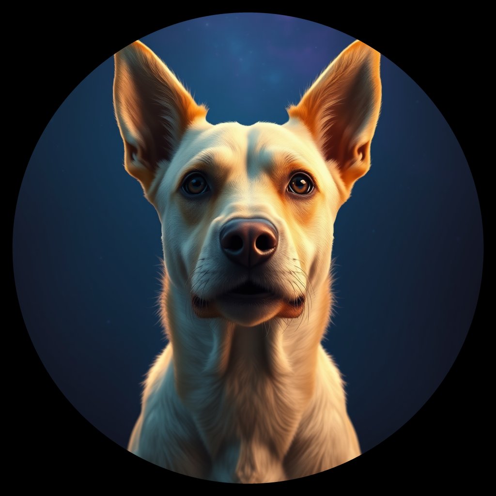 Cosmic medallion portrait of LE29_LE29, a Village Dog Lebanon Bekaa