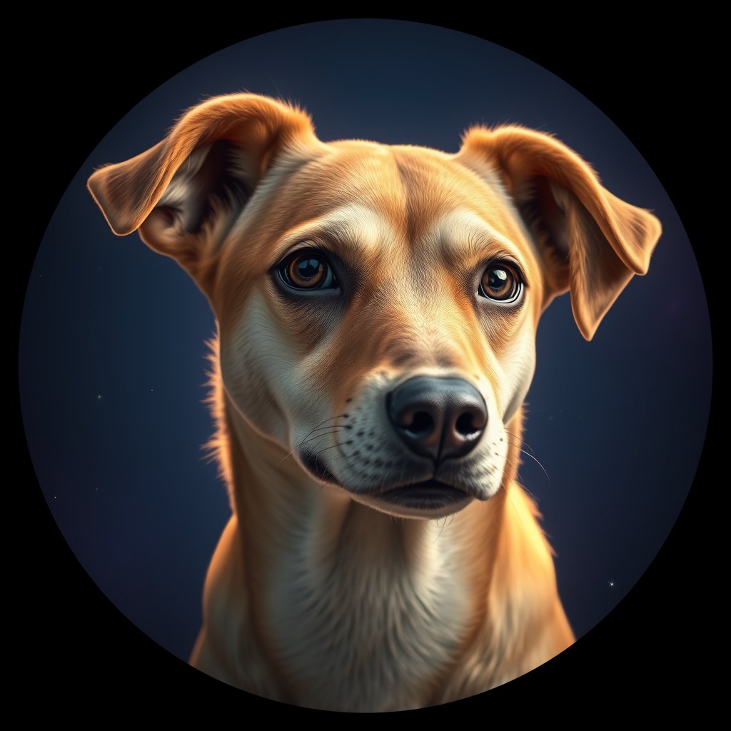 Cosmic medallion portrait of LE45_LE45, a Village Dog Lebanon Beruit