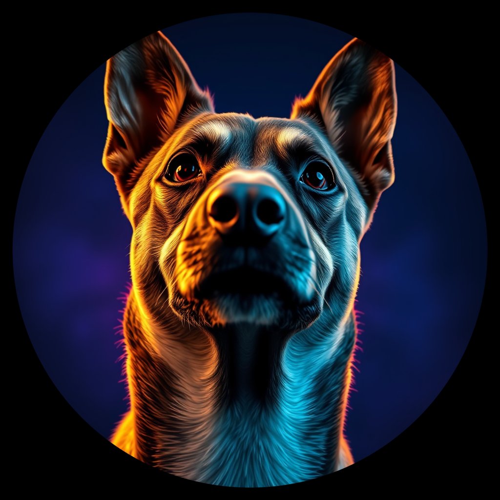 Cosmic medallion portrait of LE65_LE65, a Village Dog Lebanon Beruit