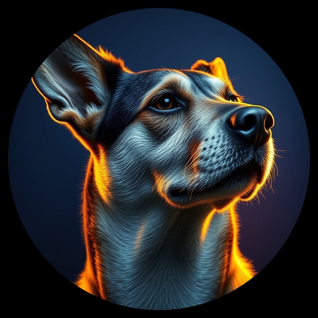 Cosmic medallion portrait of LE66_LE66, a Village Dog Lebanon Beruit