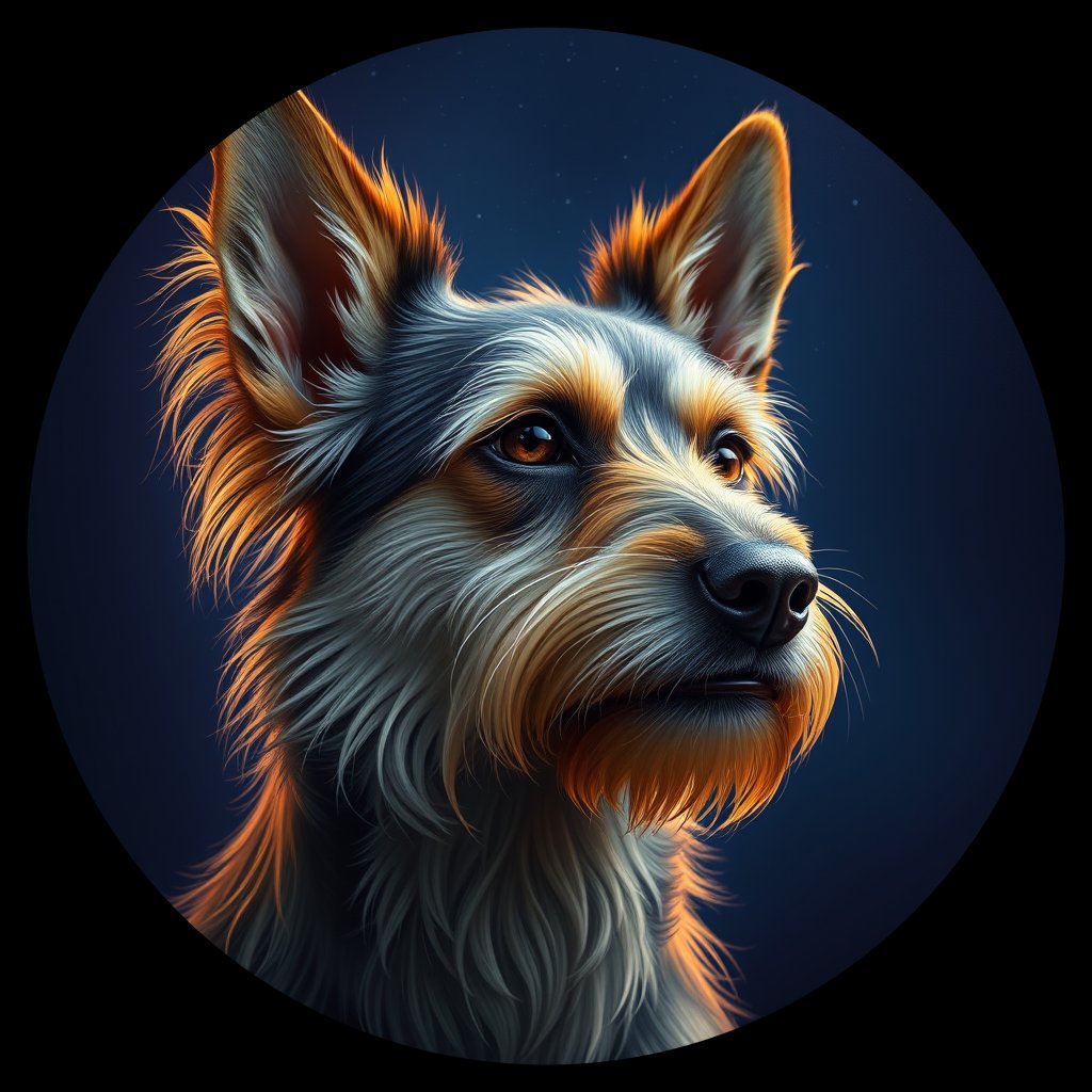 Cosmic medallion portrait of LE7_LE7, a Village Dog Lebanon Bekaa
