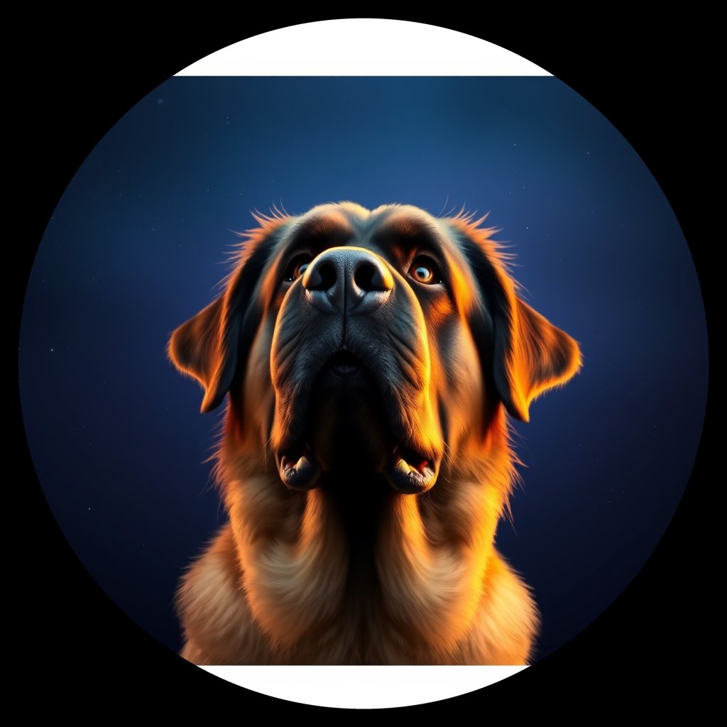 Cosmic medallion portrait of LEON_LEON_20045, a Leonberger