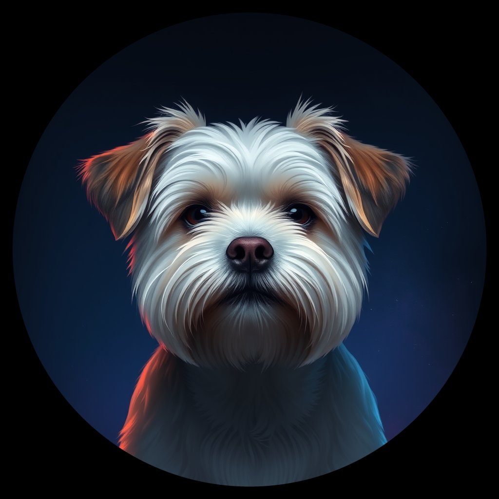 Cosmic medallion portrait of LHSA_LHSA_14E09, a Lhasa Apso