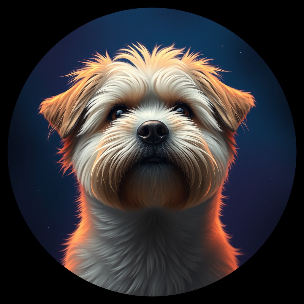 Cosmic medallion portrait of LHSA_LHSA_15F04, a Lhasa Apso