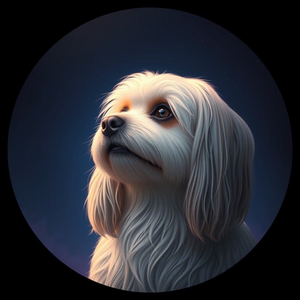 Cosmic medallion portrait of LHSA_LHSA_18C10, a Lhasa Apso