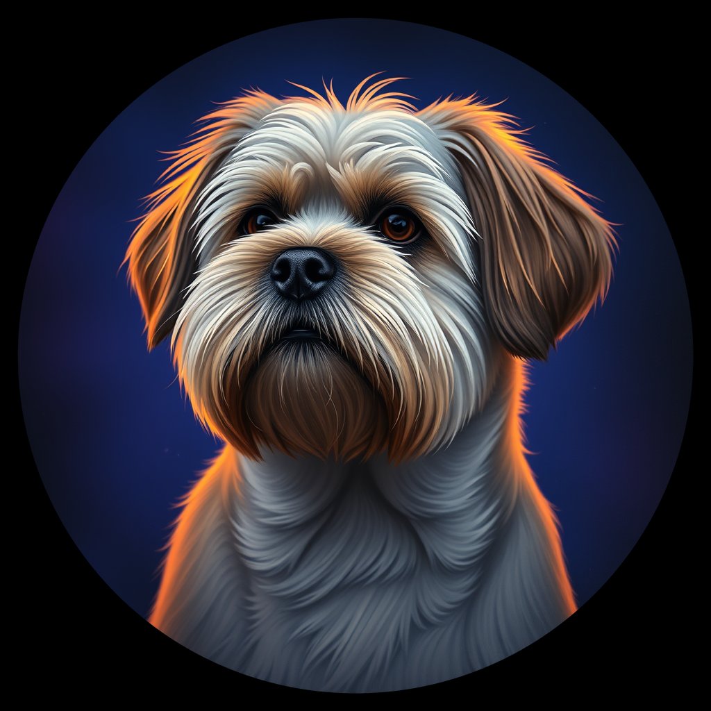 Cosmic medallion portrait of LHSA_LHSA_18D03, a Lhasa Apso