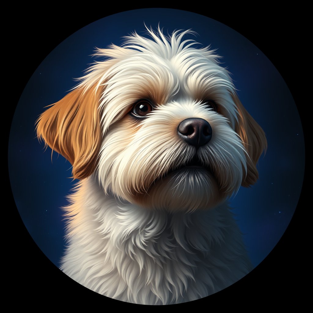 Cosmic medallion portrait of LHSA_LHSA_18E09, a Lhasa Apso