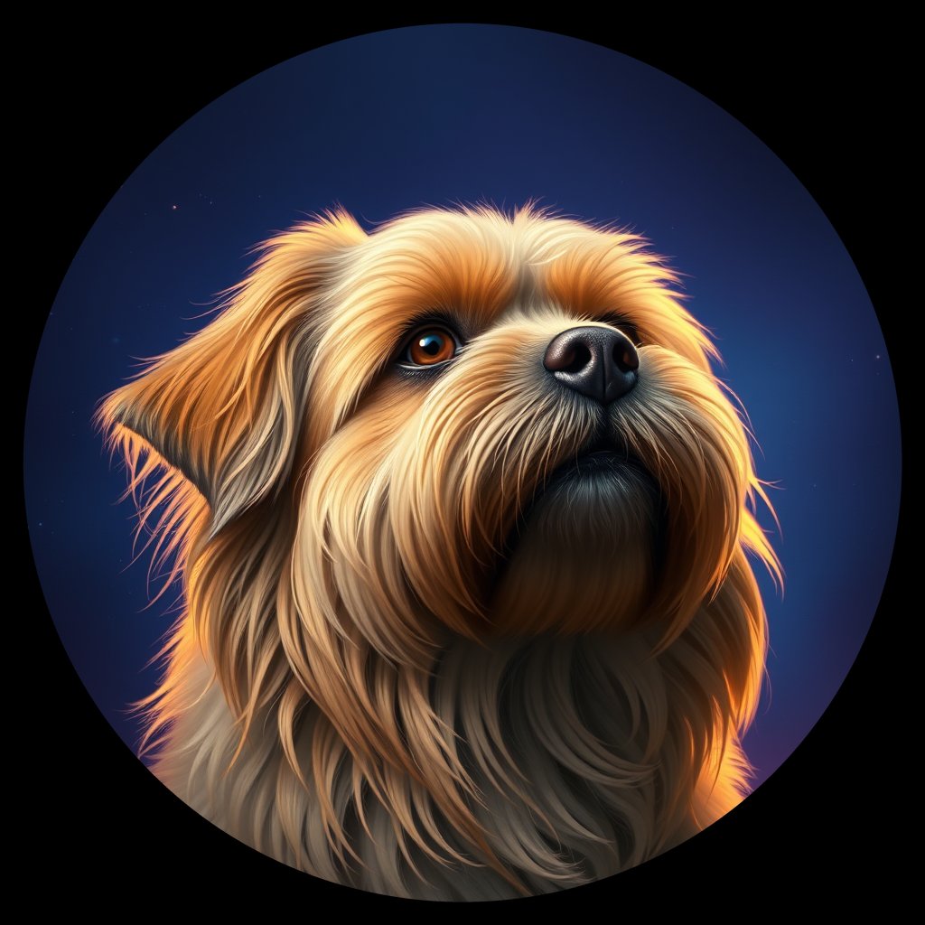 Cosmic medallion portrait of LHSA_LHSA_18G09, a Lhasa Apso