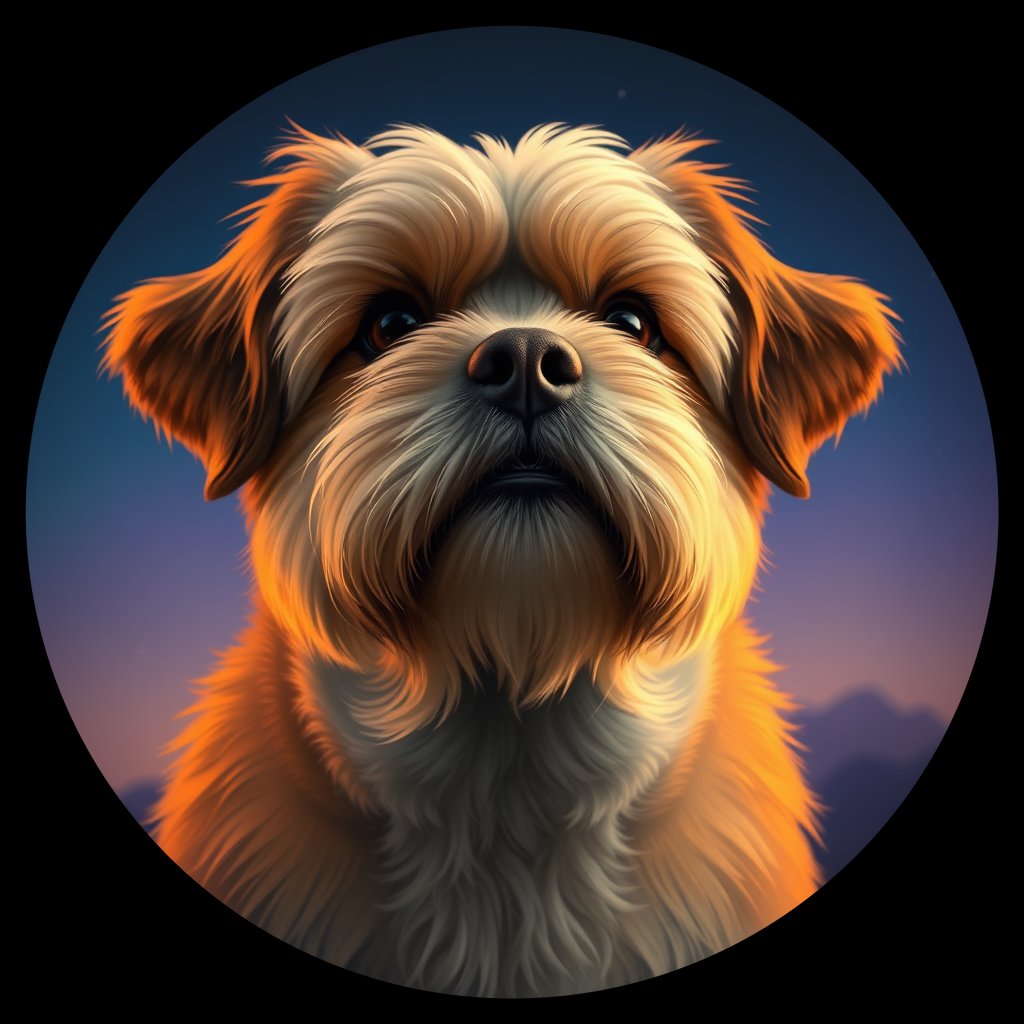 Cosmic medallion portrait of LHSA_LHSA_19B01, a Lhasa Apso