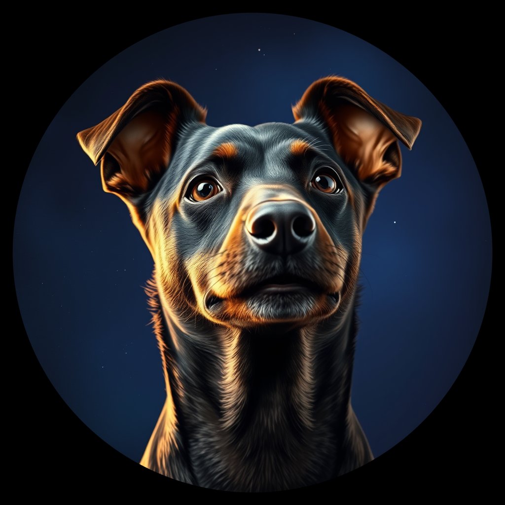 Cosmic medallion portrait of LH_33722_LH_33722, a Lancashire Heeler