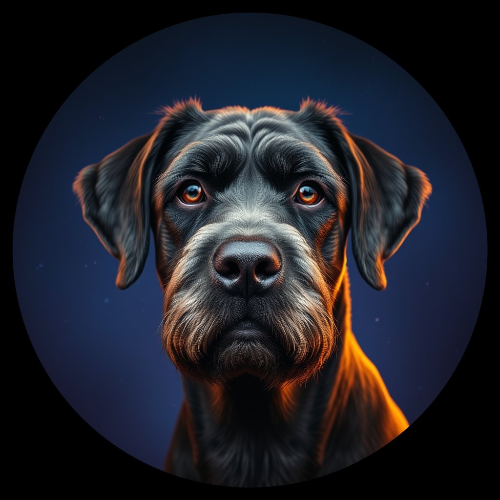 Cosmic medallion portrait of LMUN_LMUN_27292, a Lagotto Romagnolo