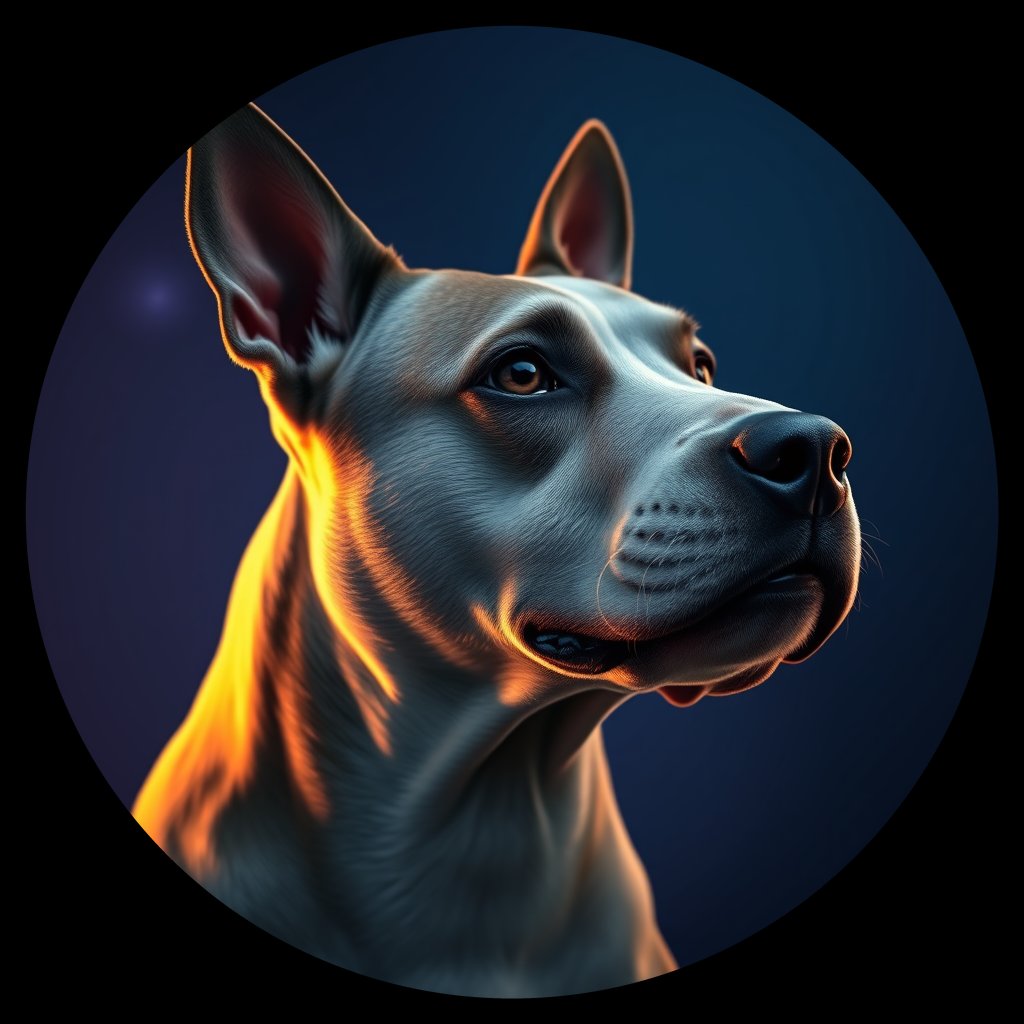 Cosmic medallion portrait of LOLA_LOLA, a Bull Terrier