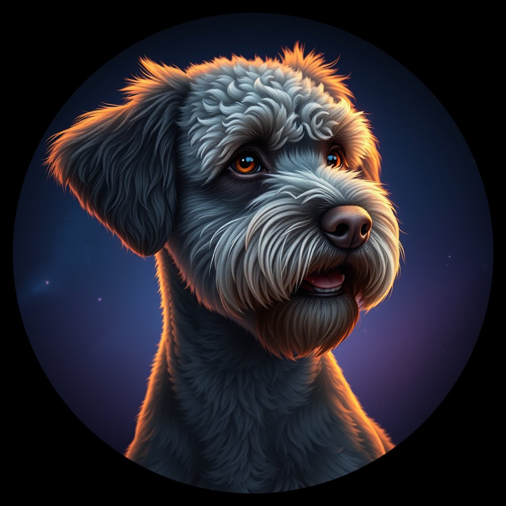 Cosmic medallion portrait of LRO_32544_LRO_32544, a Lagotto Romagnolo