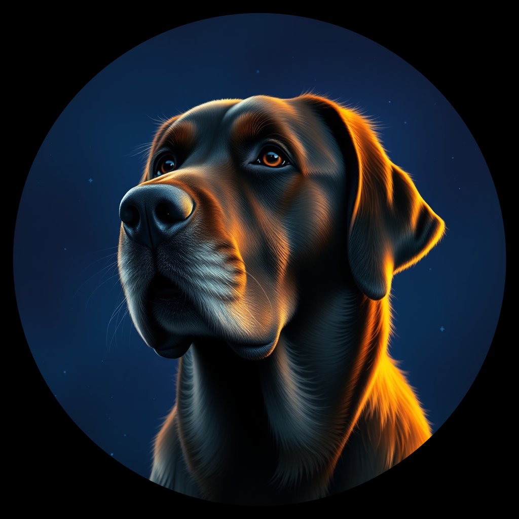 Cosmic medallion portrait of LRe_GT264_LRe_GT264, a Labrador Retriever