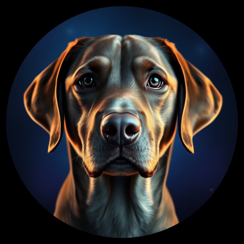 Cosmic medallion portrait of LRe_GT265_LRe_GT265, a Labrador Retriever