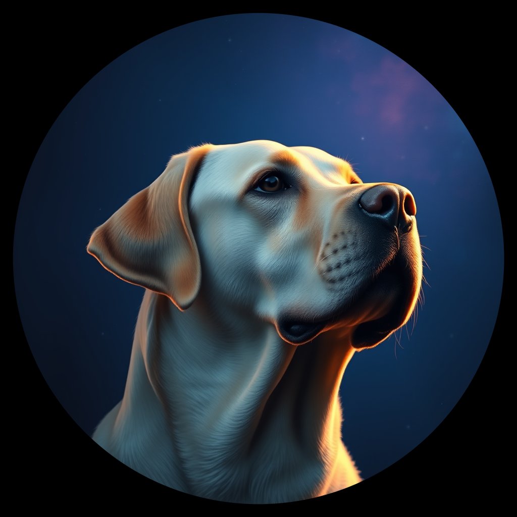 Cosmic medallion portrait of LRe_GT266_LRe_GT266, a Labrador Retriever