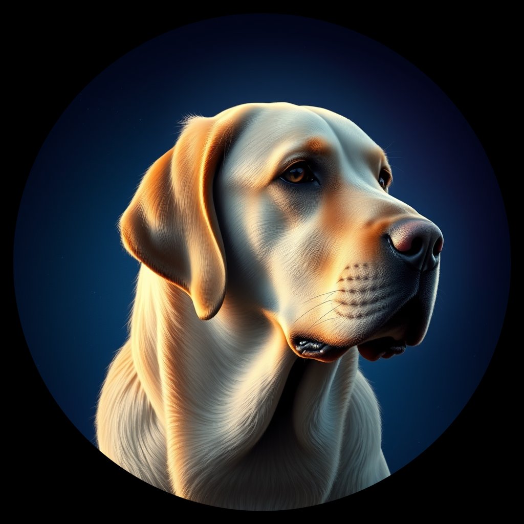 Cosmic medallion portrait of LRe_GT267_LRe_GT267, a Labrador Retriever
