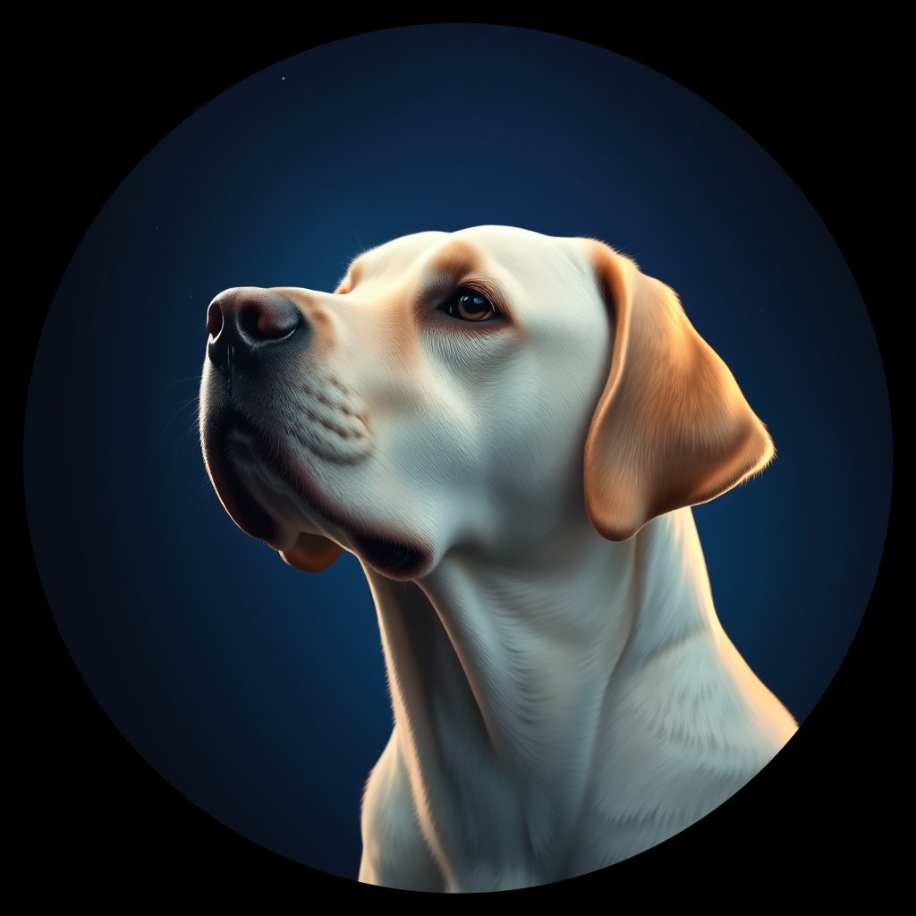 Cosmic medallion portrait of LRe_GT269_LRe_GT269, a Labrador Retriever