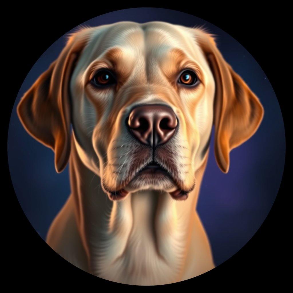 Cosmic medallion portrait of LRe_GT270_LRe_GT270, a Labrador Retriever