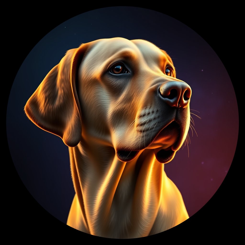 Cosmic medallion portrait of LRe_GT272_LRe_GT272, a Labrador Retriever