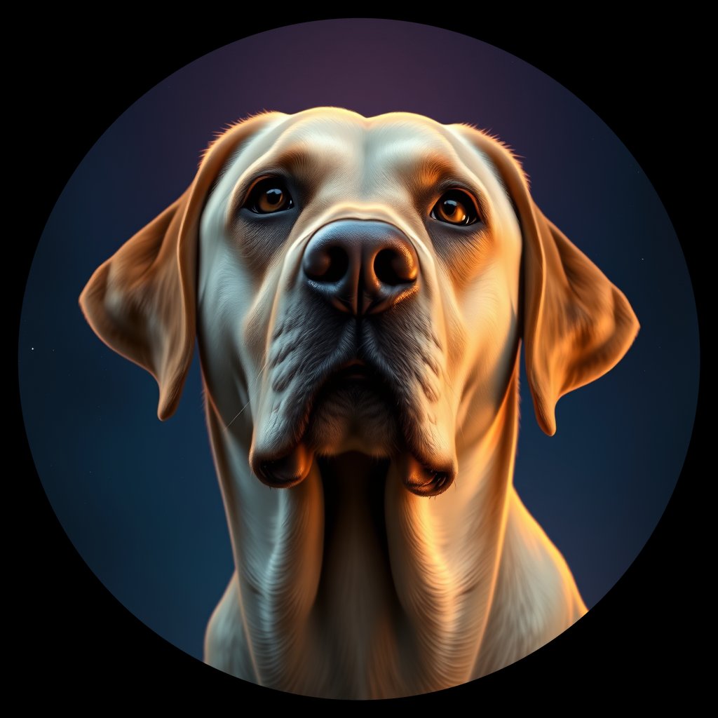 Cosmic medallion portrait of LRe_GT273_LRe_GT273, a Labrador Retriever