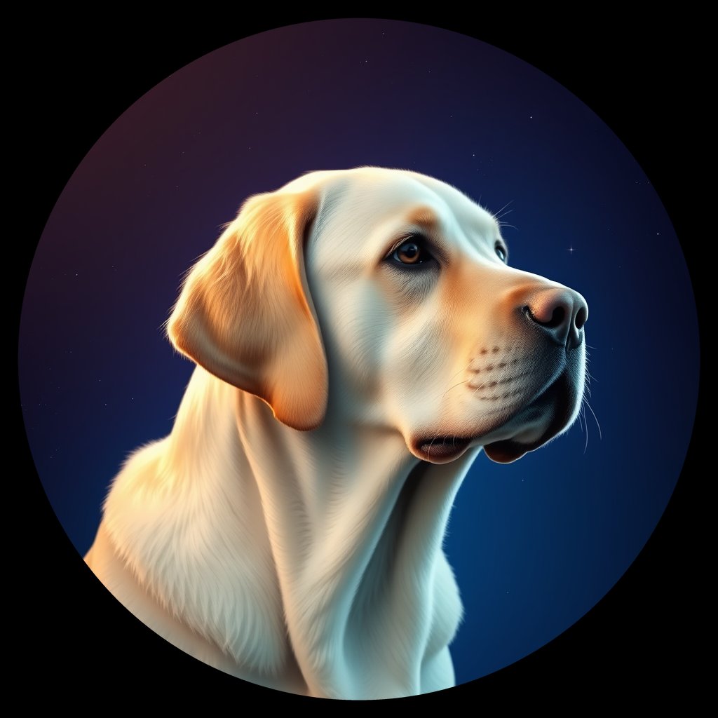 Cosmic medallion portrait of LRe_GT274_LRe_GT274, a Labrador Retriever