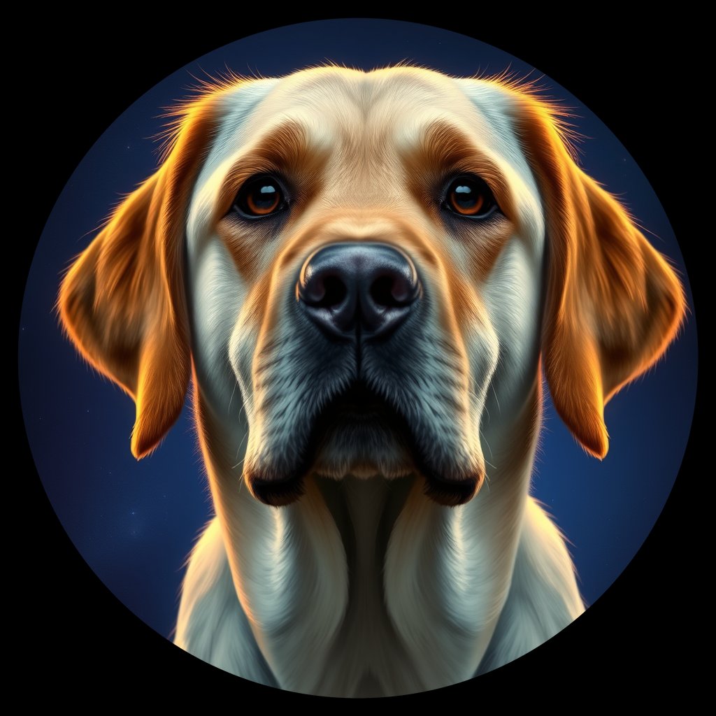 Cosmic medallion portrait of LRe_GT276_LRe_GT276, a Labrador Retriever