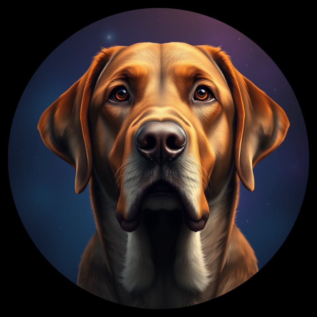 Cosmic medallion portrait of LRe_GT277_LRe_GT277, a Labrador Retriever