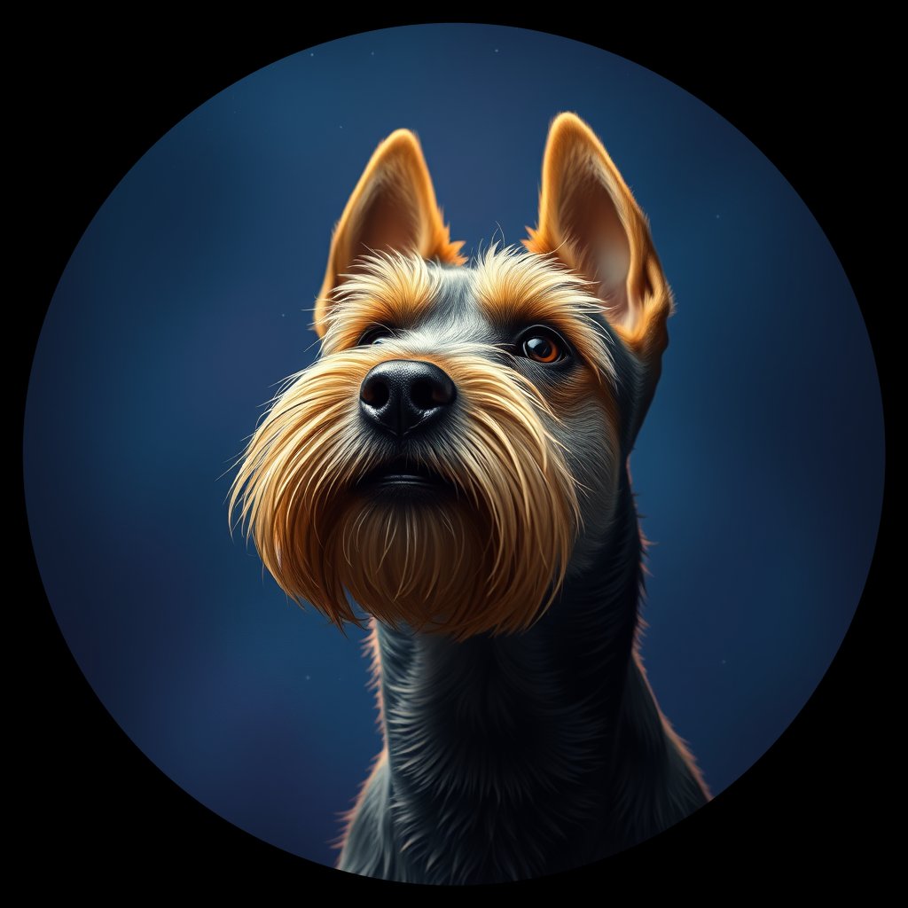 Cosmic medallion portrait of LT_32210_LT_32210, a Lakeland Terrier