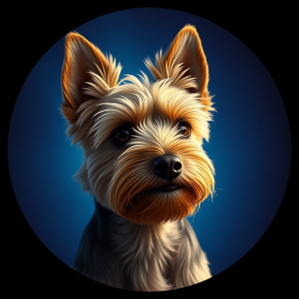 Cosmic medallion portrait of Leo-Sanders-YT_Leo-Sanders-YT, a Yorkshire Terrier