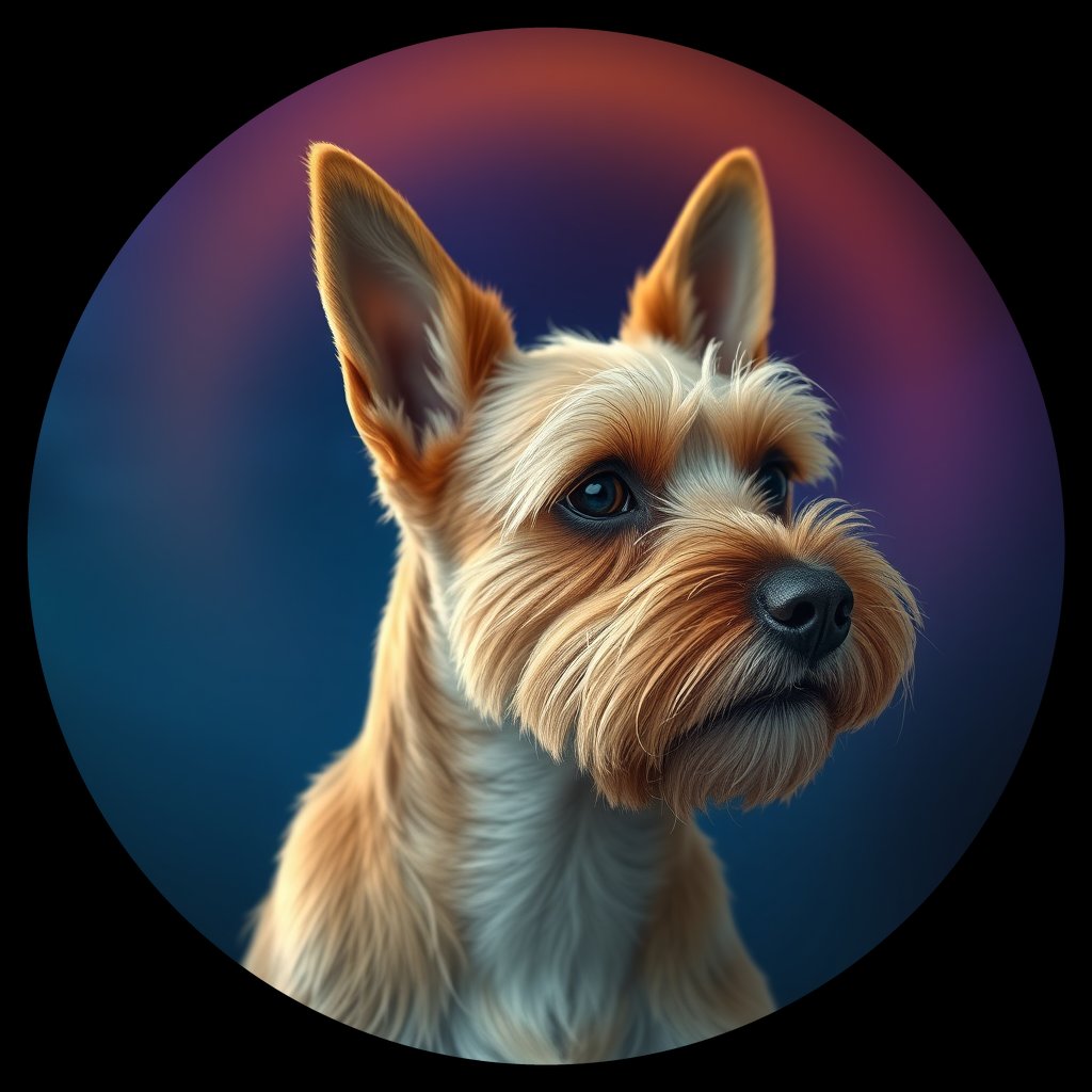 Cosmic medallion portrait of Lexxie-CT_Lexxie-CT, a Cairn Terrier