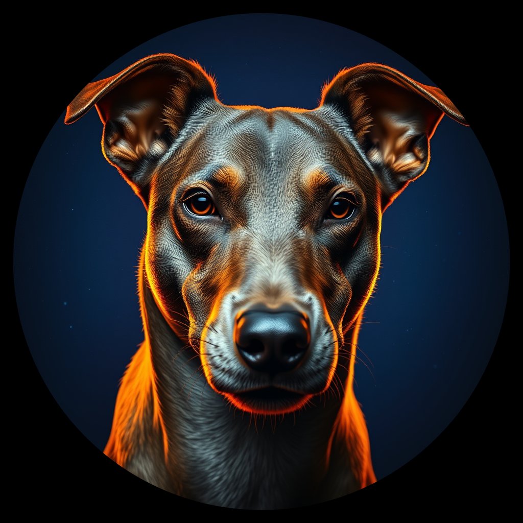 Cosmic medallion portrait of Li10_Li10, a Village Dog Liberia Lofa