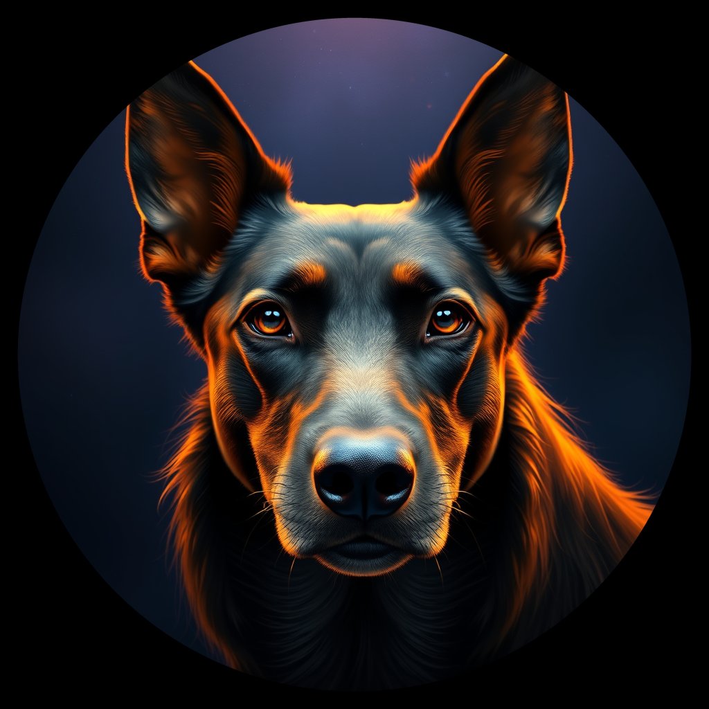 Cosmic medallion portrait of Li1_Li1, a Village Dog Liberia Lofa