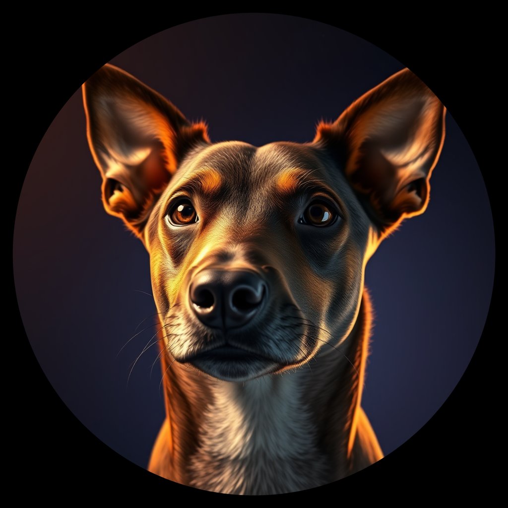 Cosmic medallion portrait of Li20_Li20, a Village Dog Liberia Lofa