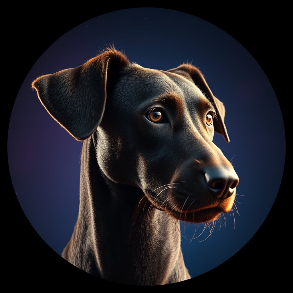 Cosmic medallion portrait of Li49_Li49, a Village Dog Liberia Lofa