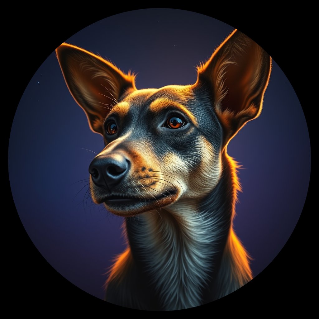 Cosmic medallion portrait of Li72_Li72, a Village Dog Liberia Lofa